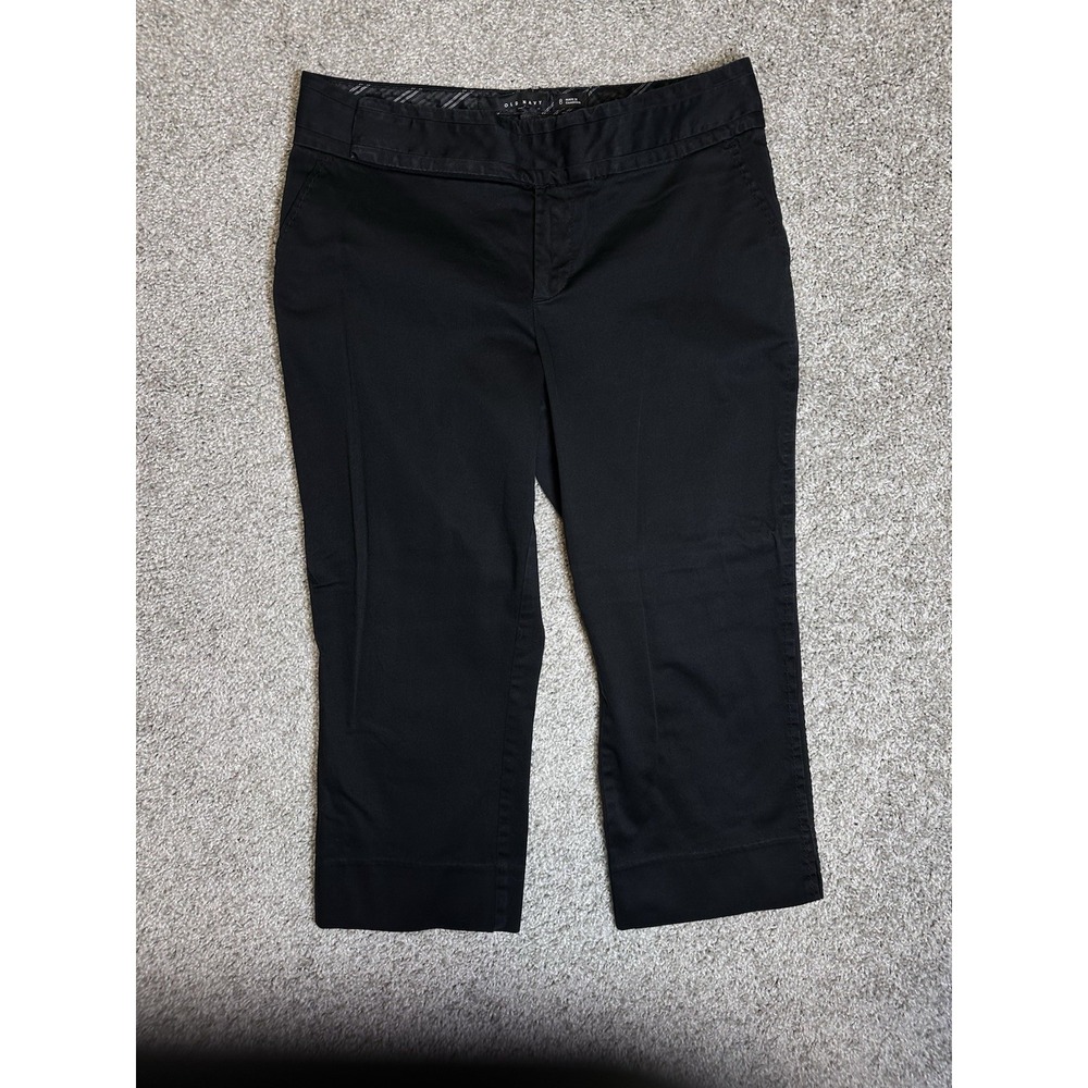 Old Navy Black Career Capri Pants Women's Size 8 Stretch Mid Rise Cropped